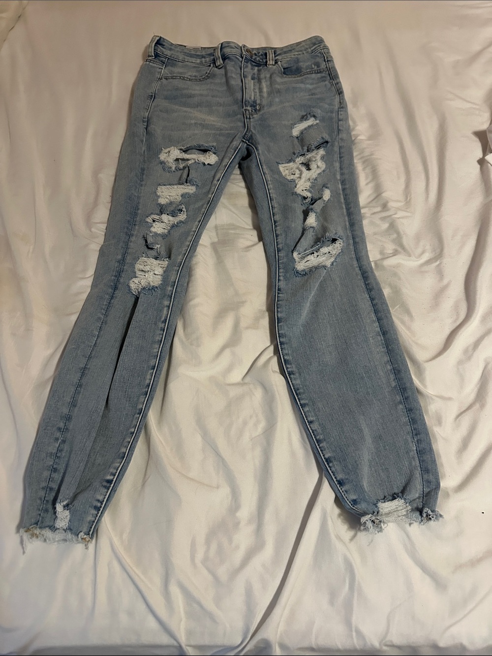 American Eagle Outfitters Light Blue Distressed Boyfriend Jeans
